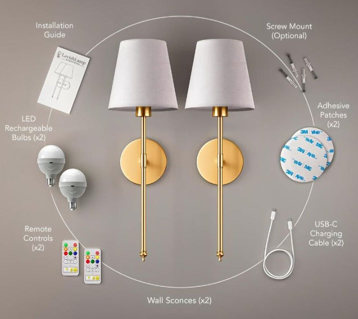 LAmore Rechargeable wall scones set of two