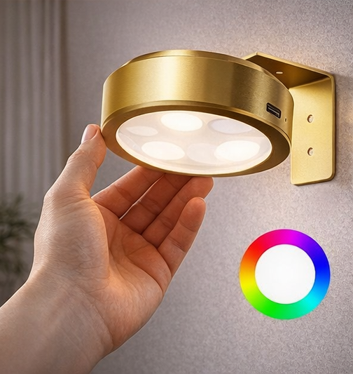 LAmore Picture Lights for Wall, Set of two 2000mAh Rechargeable Battery Magnetic Poster Lights with 3 Color Temps & 12 RGB, Remote Dimmable Timer Painting Light, Wall Decor Light for Art Display
